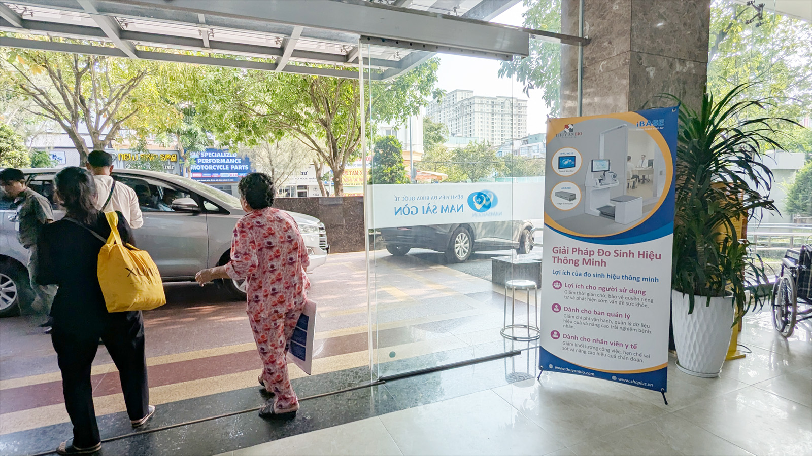 Smart vital sign station banner at Nam Sai Gon International General Hospital