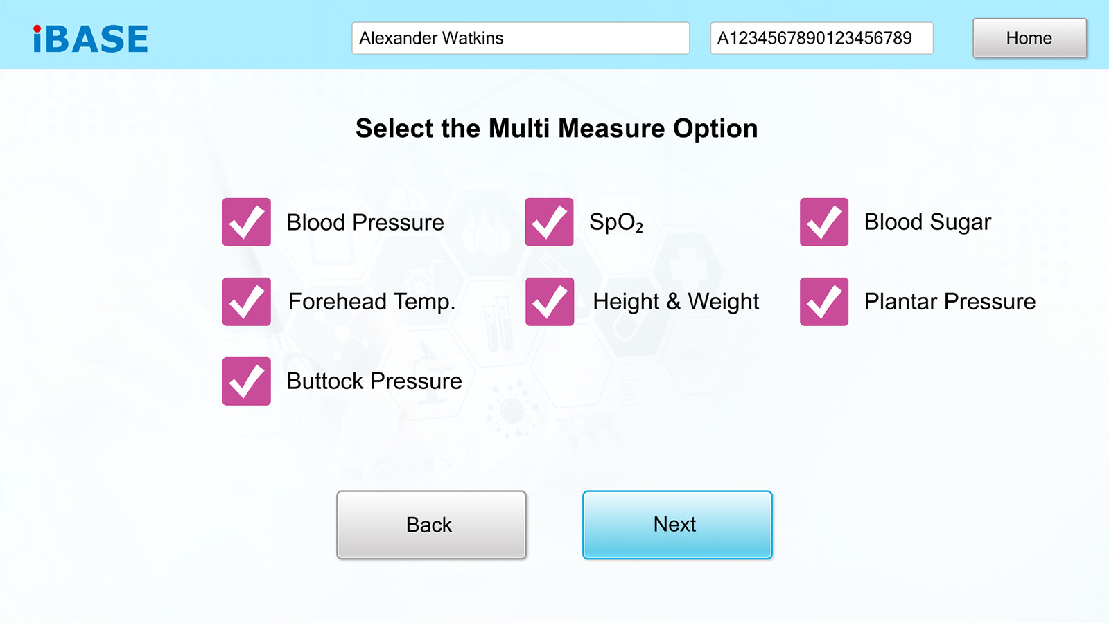 Measurement Selection Interface