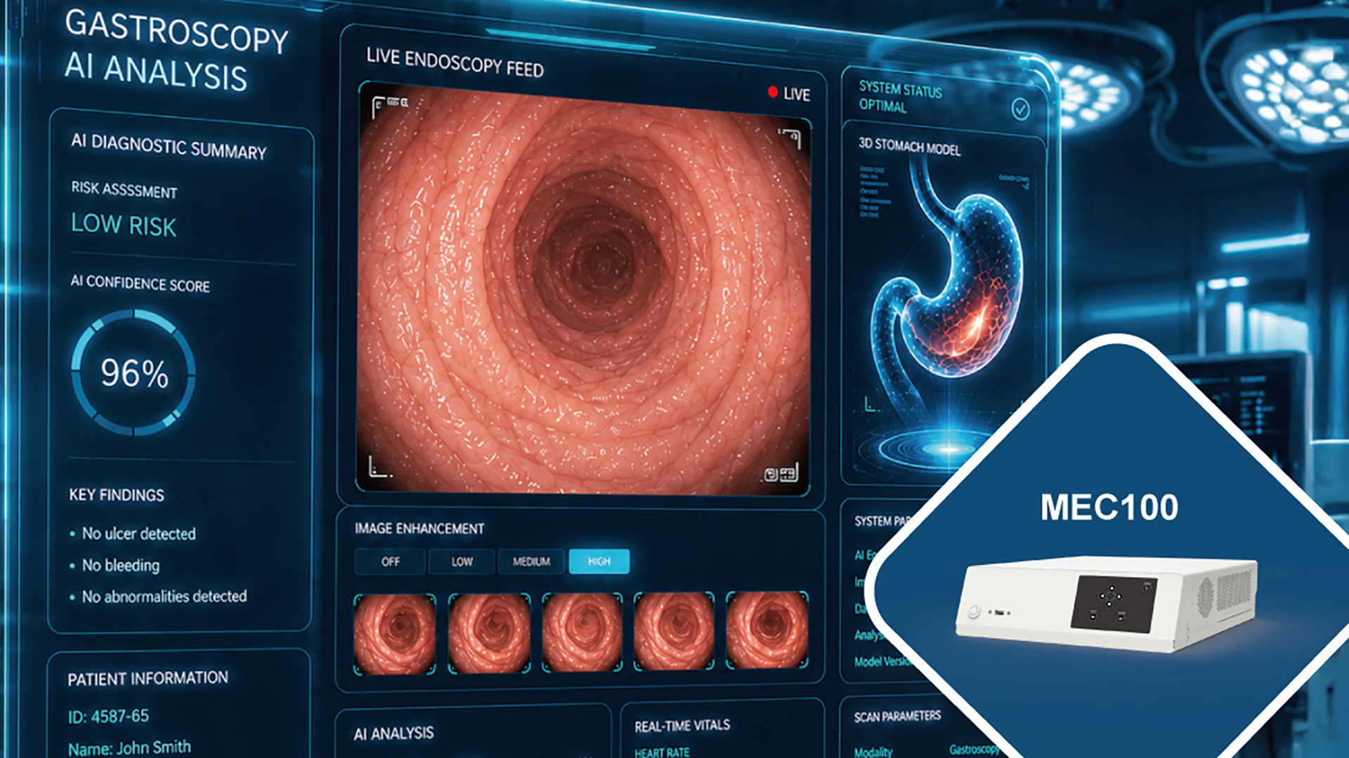MEC100 medical Edge AI computer with AI analysis interface