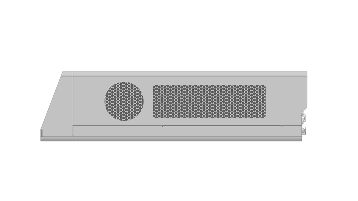 MEC100 side panel with circular and honeycomb vents